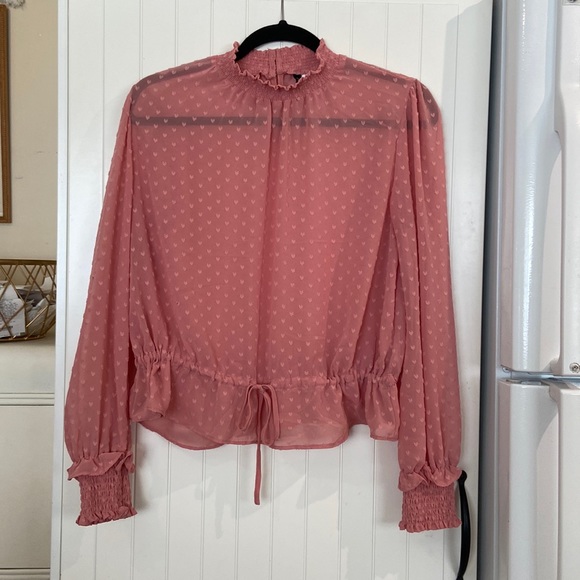 ♥️ HOST PICK ♥️ H&M smocked neck and sleeve sheer blouse 12 - Picture 1 of 8